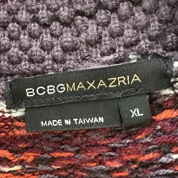 BCBG Maxazria Cardigan Women Sz XL Open Front Tribal Aztec Multicolor Sweater - Picture 8 of 13